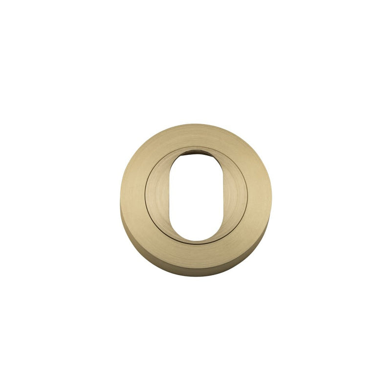 Escutcheon Oval Round Pair Brushed Brass D52xP10mm