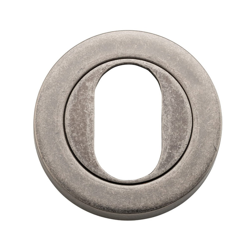 Escutcheon Oval Round Pair Distressed Nickel D52xP10mm
