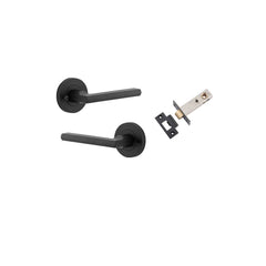 Door Lever Baltimore Round Rose Inbuilt Privacy kit Matt Black
