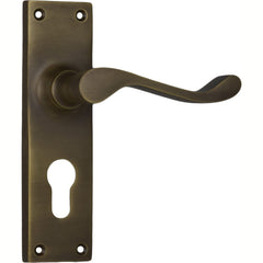 Door Lever Victorian Euro Pair Antique Brass