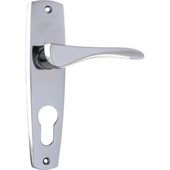 Door Lever Mid Century Euro Pair Chrome Plated