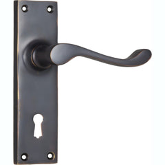 Door Lever Victorian Lock Pair Antique Copper