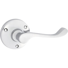 Door Lever Victorian Round Rose Pair Chrome Plated