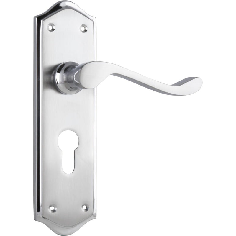 Door Lever Henley Euro Pair Satin Chrome