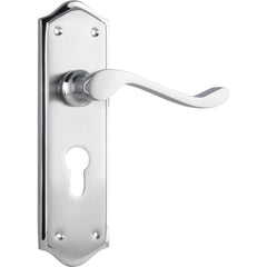 Door Lever Henley Euro Pair Satin Chrome