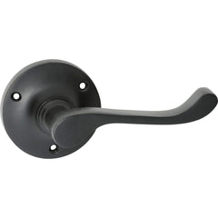 Door Lever Victorian Round Rose Pair Matt Black
