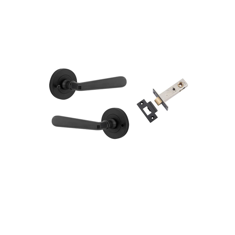 Door Lever Copenhagen Round Rose Inbuilt Privacy kit Matt Black