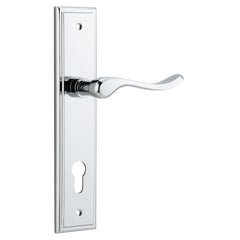 Door Lever Stirling Stepped Euro Pair Polished Chrome