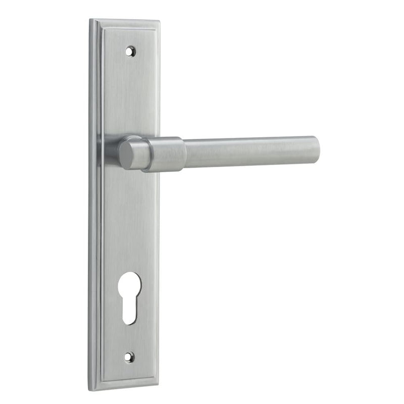 Door Lever Helsinki Stepped Euro Pair Brushed Chrome