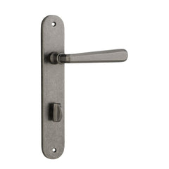 Door Lever Copenhagen Oval Privacy Pair Distressed Nickel
