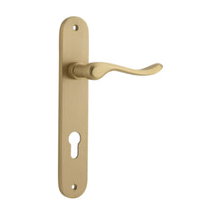 Door Lever Stirling Oval Euro Pair Brushed Brass