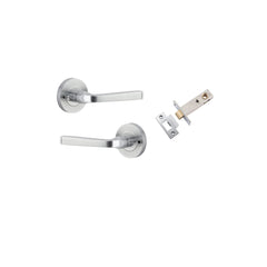 Door Lever Annecy Round Rose Inbuilt Privacy kit Brushed Chrome