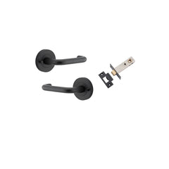 Door Lever Oslo Round Rose Inbuilt Privacy kit Matt Black