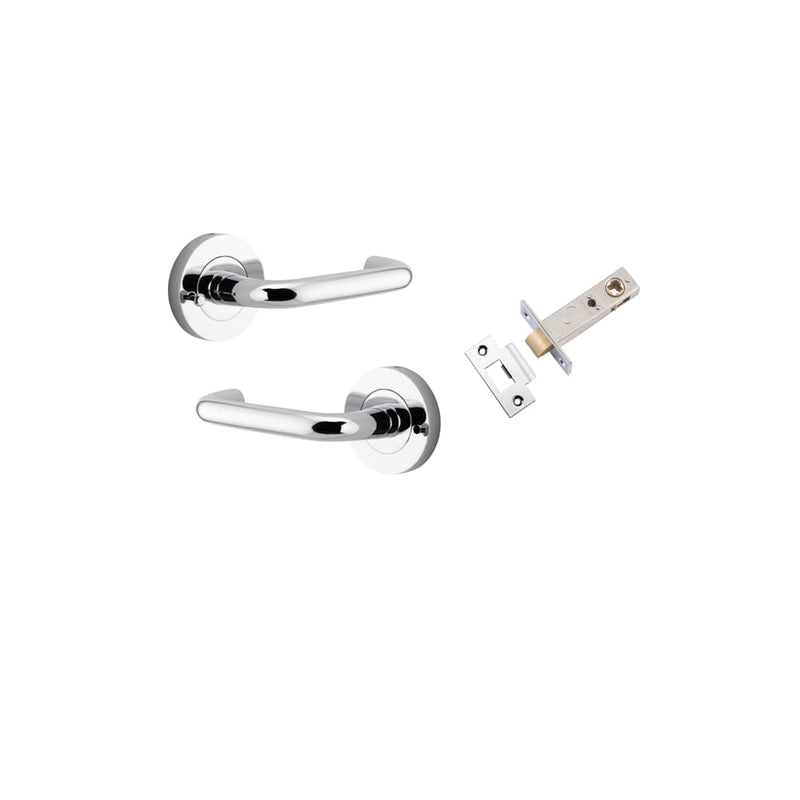 Door Lever Oslo Round Rose Inbuilt Privacy kit Polished Chrome