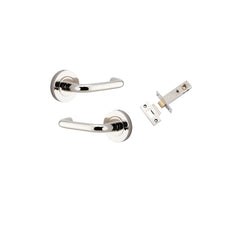 Door Lever Oslo Round Rose Inbuilt Privacy kit Polished Nickel