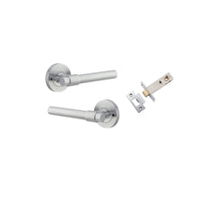 Door Lever Helsinki Round Rose Inbuilt Privacy Kit Brushed Chrome