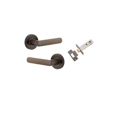 Door Lever Osaka Round Rose Inbuilt Privacy Kit Signature Brass