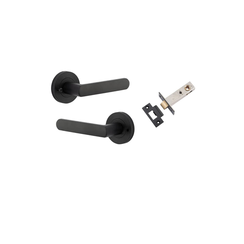 Door Lever Osaka Round Rose Inbuilt Privacy kit Matt Black