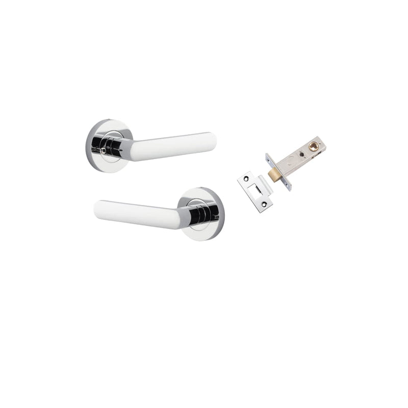 Door Lever Osaka Round Rose Inbuilt Privacy kit Polished Chrome