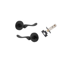 Door Lever Stirling Round Rose Inbuilt Privacy kit Matt Black