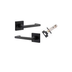 Door Lever Baltimore Return Square Rose Inbuilt Privacy kit Matt Black