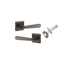 Door Lever Copenhagen Square Rose Inbuilt Privacy Kit Signature Brass