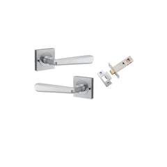 Door Lever Copenhagen Square Rose Inbuilt Privacy Kit Brushed Chrome