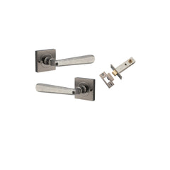Door Lever Copenhagen Square Rose Inbuilt Privacy Kit Distressed Nickel
