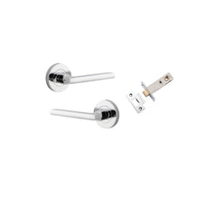 Door Lever Baltimore Round Rose Inbuilt Privacy kit Polished Chrome