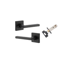 Door Lever Baltimore Square Rose Inbuilt Privacy kit Matt Black