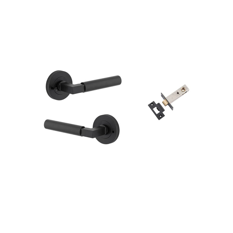 Door Lever Berlin Round Rose Inbuilt Privacy Kit Matt Black