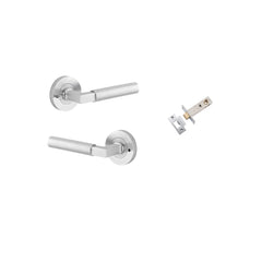 Door Lever Berlin Round Rose Inbuilt Privacy Kit Brushed Chrome