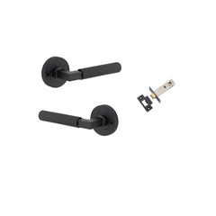 Door Lever Brunswick Round Rose Inbuilt Privacy Kit Matt Black