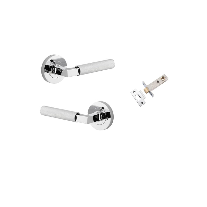 Door Lever Brunswick Round Rose Inbuilt Privacy Kit Polished Chrome