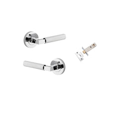 Door Lever Brunswick Round Rose Inbuilt Privacy Kit Polished Chrome
