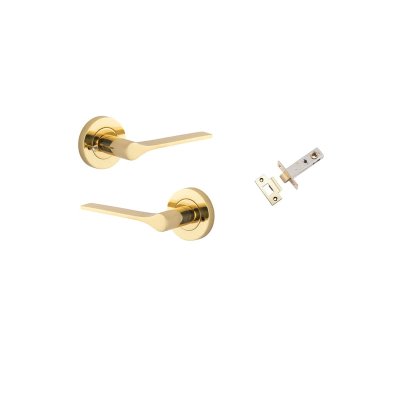 Door Lever Como Round Rose Inbuilt Privacy Kit Polished Brass