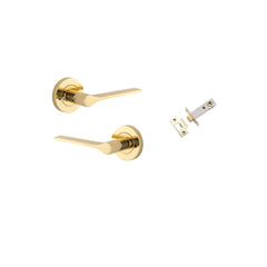 Door Lever Como Round Rose Inbuilt Privacy Kit Polished Brass