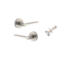 Door Lever Como Round Rose Inbuilt Privacy Kit Satin Nickel