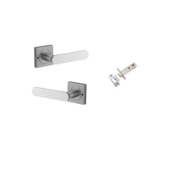 Door Lever Bronte Square Rose Inbuilt Privacy Kit Brushed Chrome