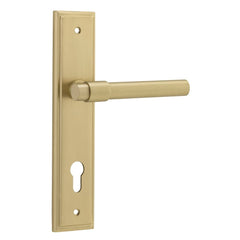 Door Lever Helsinki Stepped Euro Pair Brushed Gold PVD