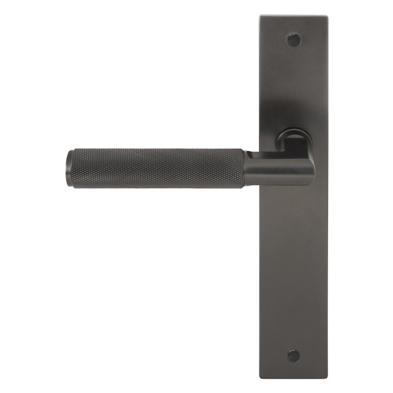 Lumina Diamond Knurled Lever Longplate Passage Set Graphite Nickel