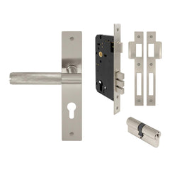 Verge Diamond Knurled Lever Longplate Entrance Set CTC85 K/K Brushed Nickel