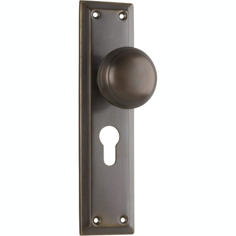 Door Knob Richmond Euro Pair Antique Brass