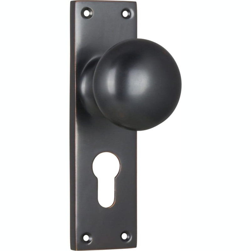 Door Knob Victorian Euro Pair Antique Copper