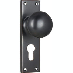 Door Knob Victorian Euro Pair Antique Copper