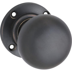 Door Knob Victorian Round Rose Pair Antique Copper