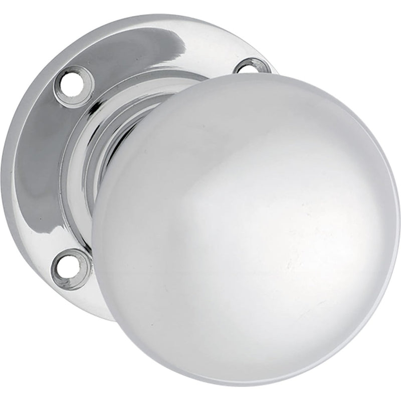 Door Knob Victorian Round Rose Pair Chrome Plated