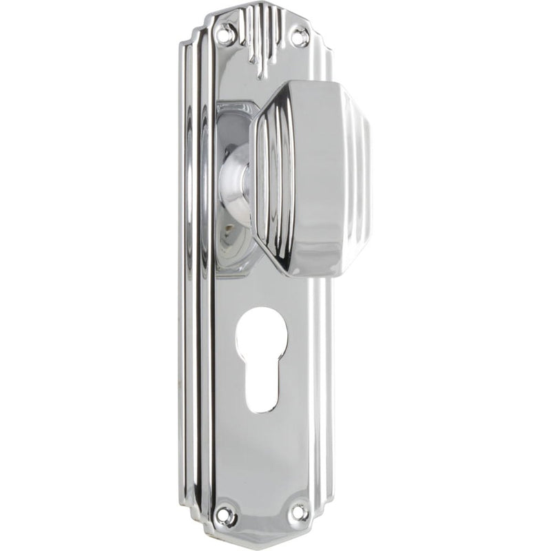 Door Knob Napier Art Deco Euro Pair Chrome Plated