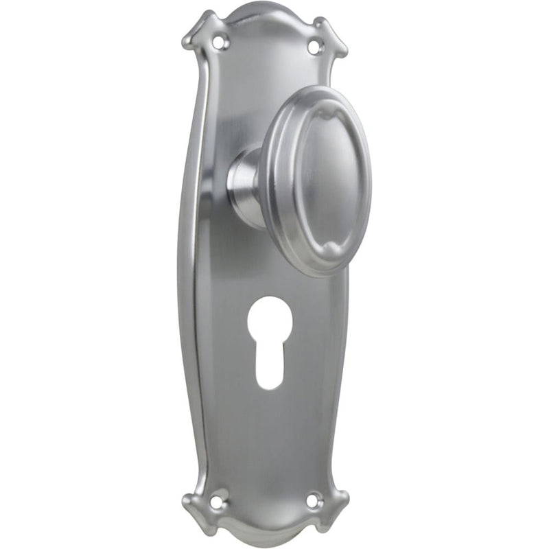 Door Knob Bungalow Euro Pair Satin Chrome