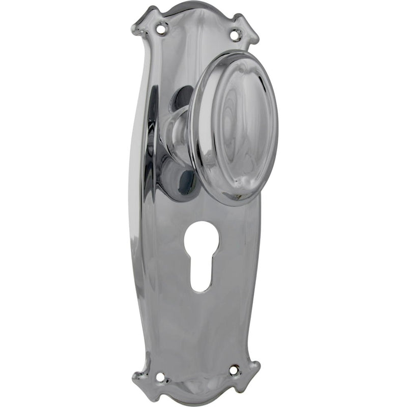 Door Knob Bungalow Euro Pair Chrome Plated